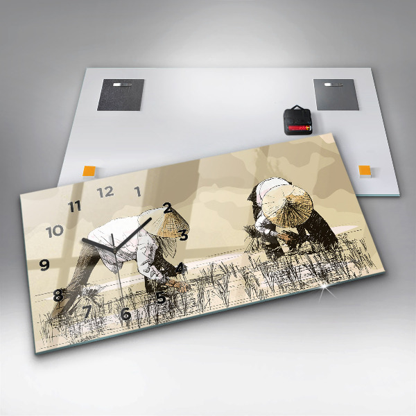 Vízszintes üvegóra Nő rizst szed