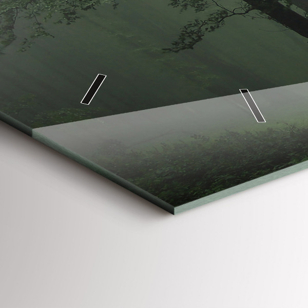 Vízszintes üvegóra Ködös erdő reggel