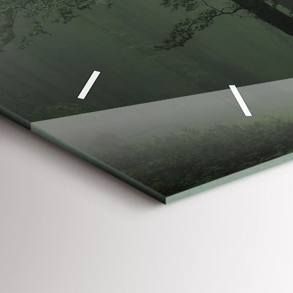 Vízszintes üvegóra Ködös erdő reggel