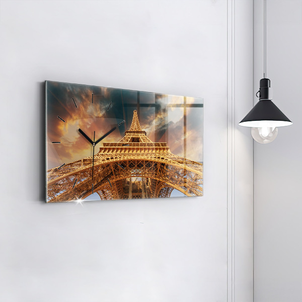 Vízszintes üvegóra Az Eiffel-torony a napfényben