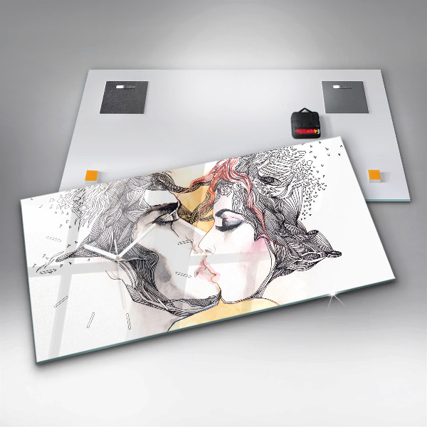 Vízszintes üvegóra Szerelmes csók rajz