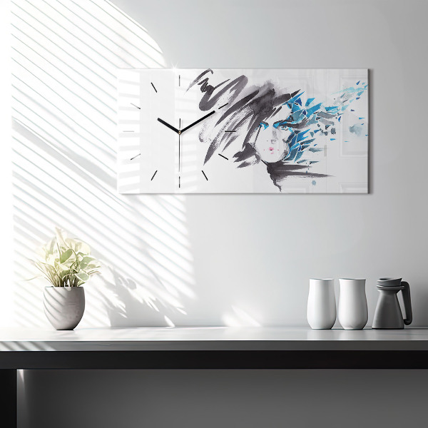 Vízszintes üvegóra Absztrakt nő arca