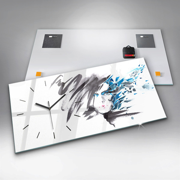 Vízszintes üvegóra Absztrakt nő arca