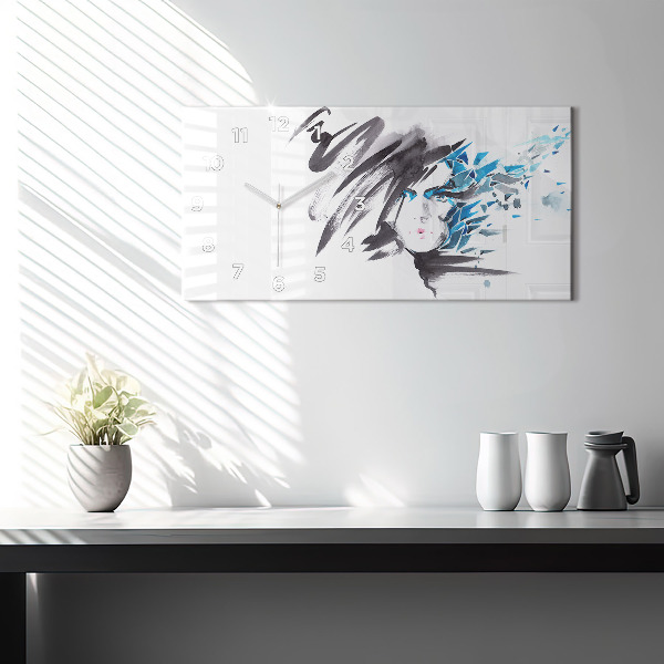 Vízszintes üvegóra Absztrakt nő arca