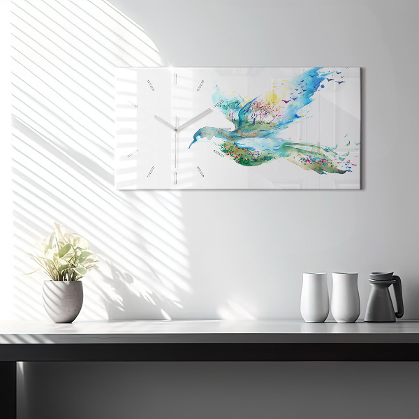 Vízszintes üvegóra A madár és a tavasz absztrakciója