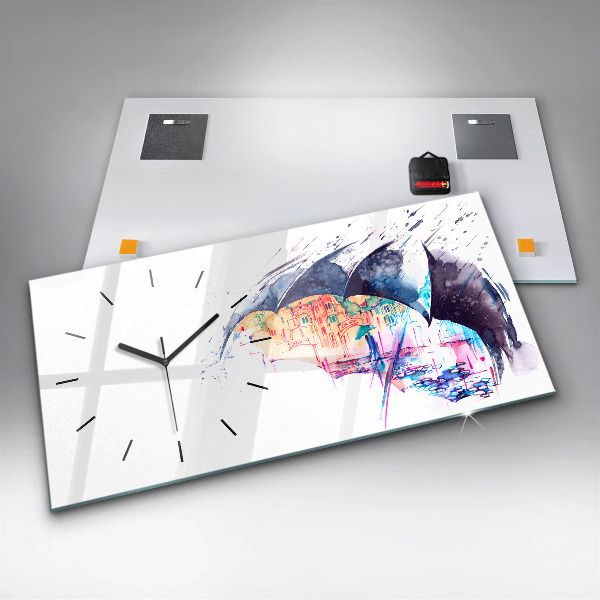 Vízszintes üvegóra Esernyő és város