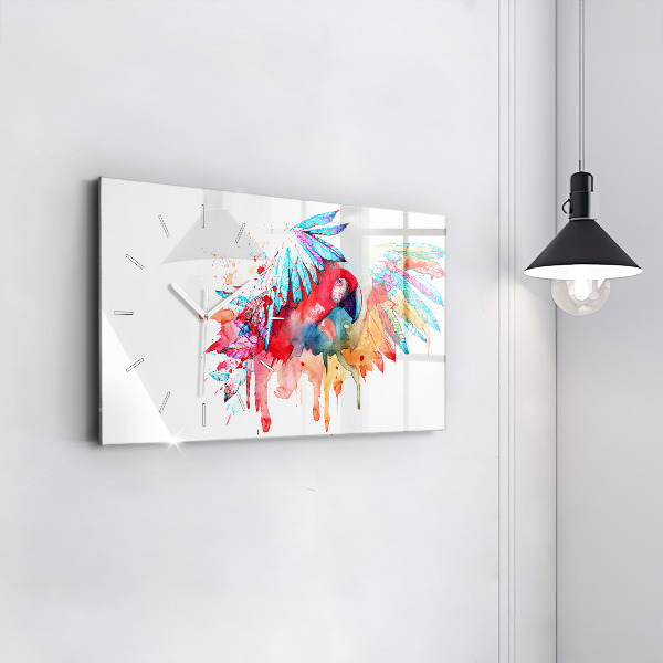 Vízszintes üvegóra Színes piros papagáj