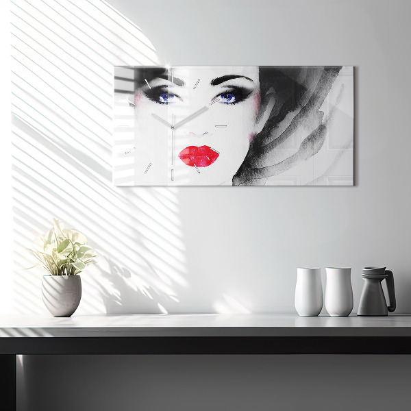 Vízszintes üvegóra Egy nő portréja