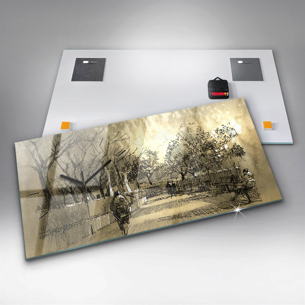 Vízszintes üvegóra Park és a szépia fák