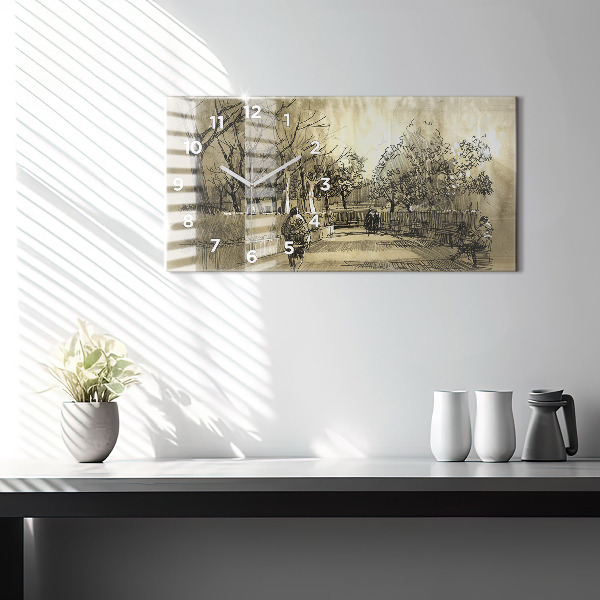 Vízszintes üvegóra Park és a szépia fák