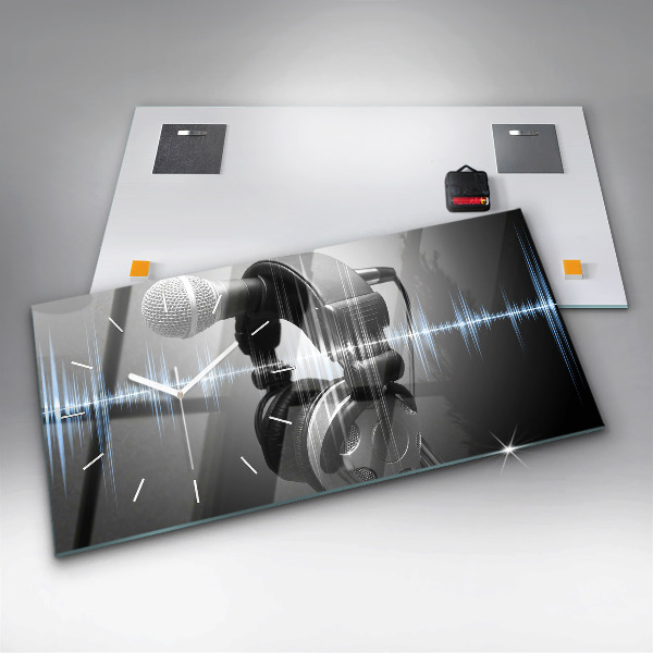 Vízszintes üvegóra Mikrofon és fejhallgató