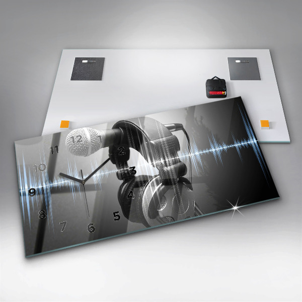 Vízszintes üvegóra Mikrofon és fejhallgató