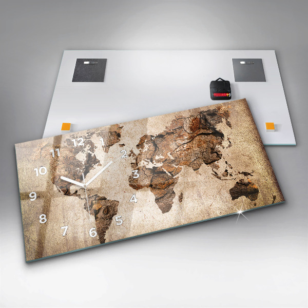 Vízszintes üvegóra Vintage világtérkép