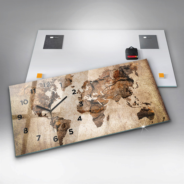 Vízszintes üvegóra Vintage világtérkép