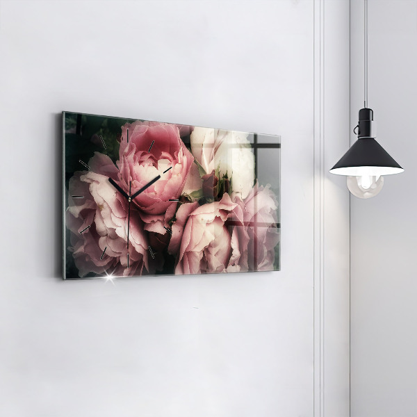Vízszintes üvegóra Rózsaszín rózsa csokor