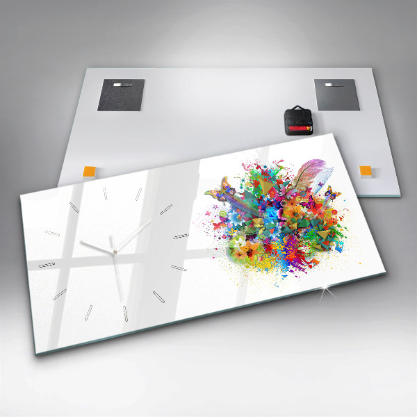 Vízszintes üvegóra Virágos harmónia pillangókkal