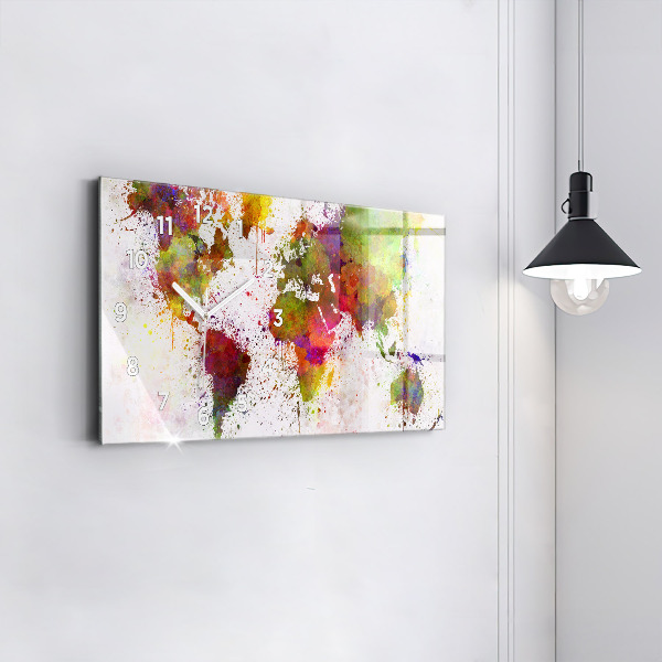 Vízszintes üvegóra Akvarell térkép a világról