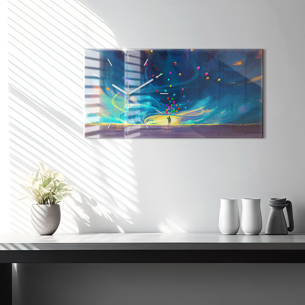 Vízszintes üvegóra Baba és léggömbök