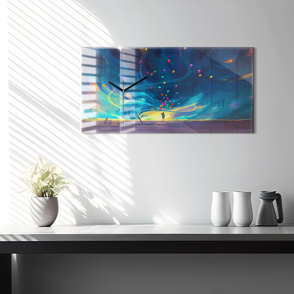 Vízszintes üvegóra Baba és léggömbök