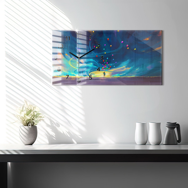 Vízszintes üvegóra Baba és léggömbök