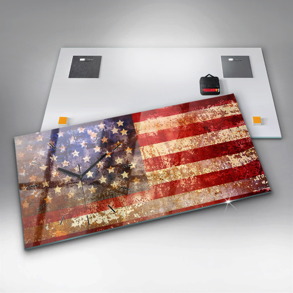 Vízszintes üvegóra Vintage USA zászló