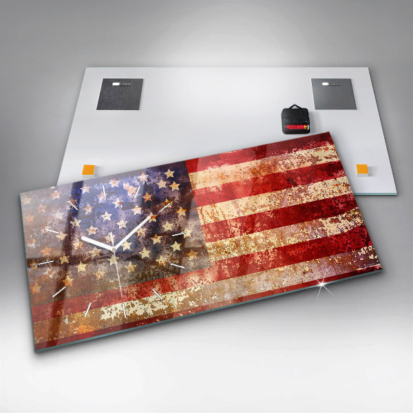 Vízszintes üvegóra Vintage USA zászló