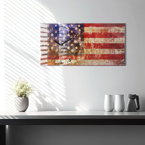 Vízszintes üvegóra Vintage USA zászló