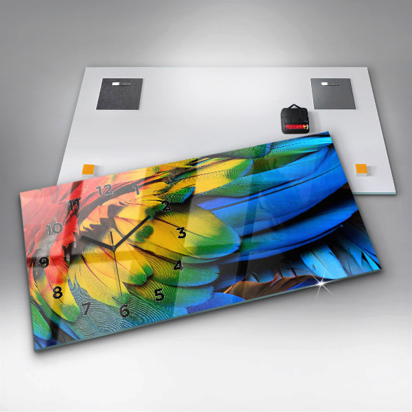 Vízszintes üvegóra Ara madár színes szárnyak