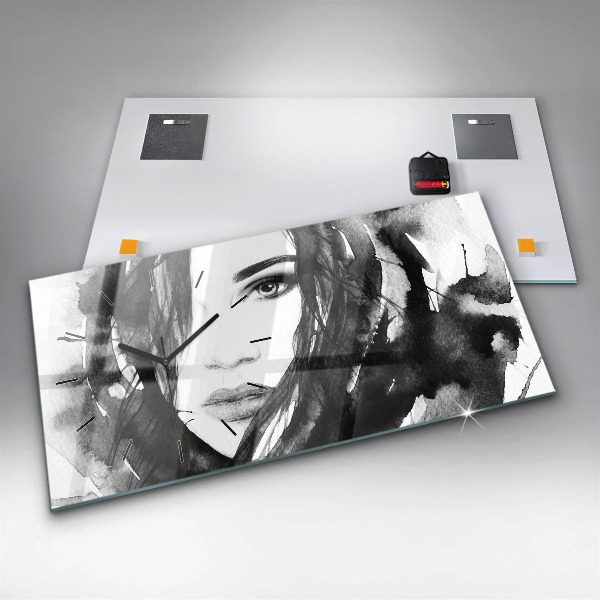 Vízszintes üvegóra Egy nő portréja akvarell