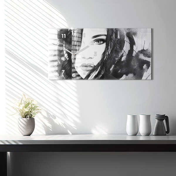 Vízszintes üvegóra Egy nő portréja akvarell