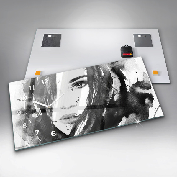 Vízszintes üvegóra Egy nő portréja akvarell