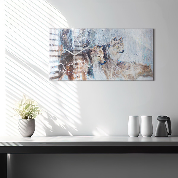 Vízszintes üvegóra Farkasok az erdőben