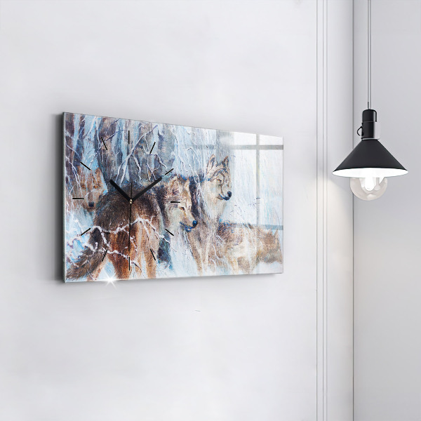 Vízszintes üvegóra Farkasok az erdőben