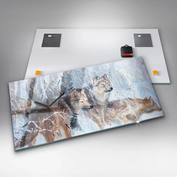 Vízszintes üvegóra Farkasok az erdőben