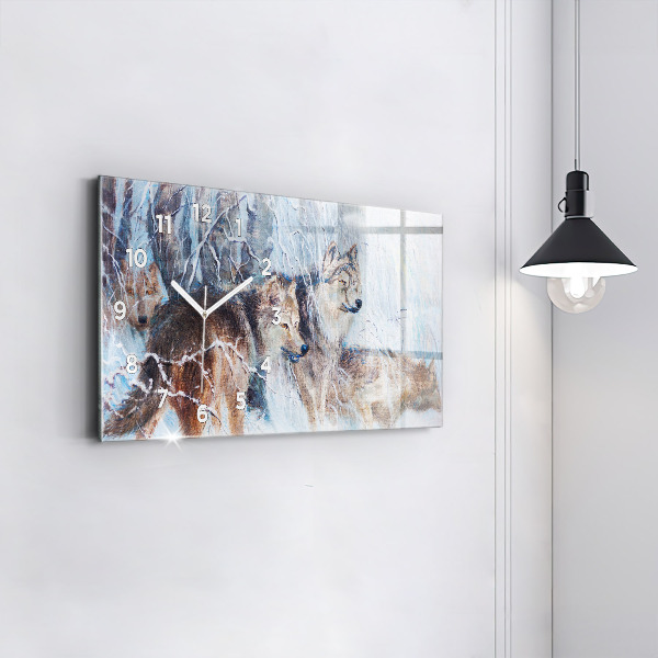 Vízszintes üvegóra Farkasok az erdőben