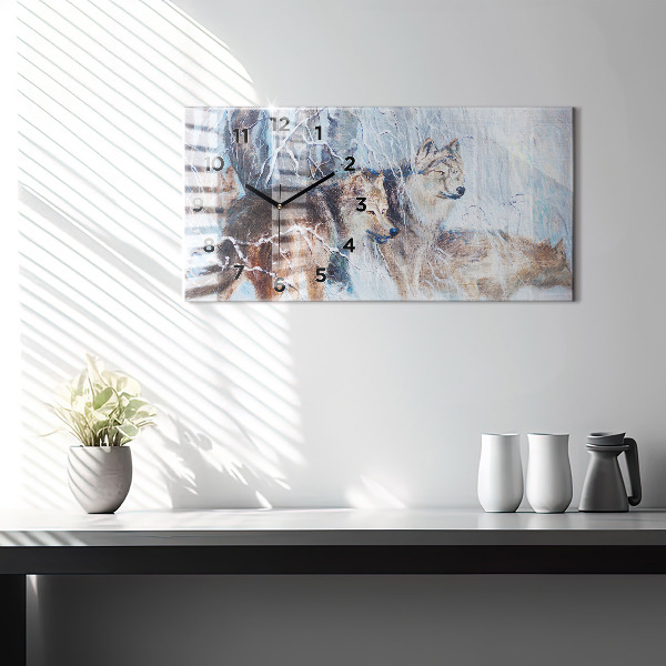 Vízszintes üvegóra Farkasok az erdőben