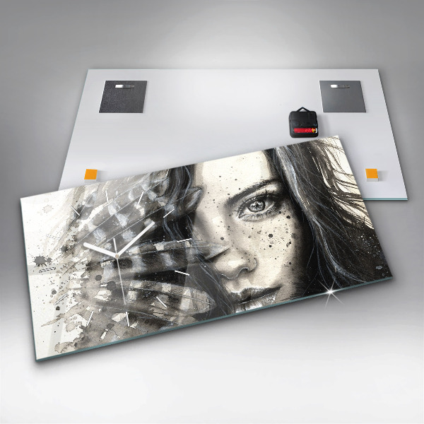 Vízszintes üvegóra Festett portré