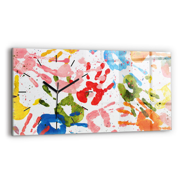 Vízszintes üvegóra Gyermek kézlenyomatok