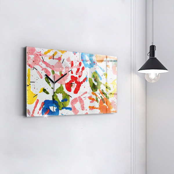 Vízszintes üvegóra Gyermek kézlenyomatok