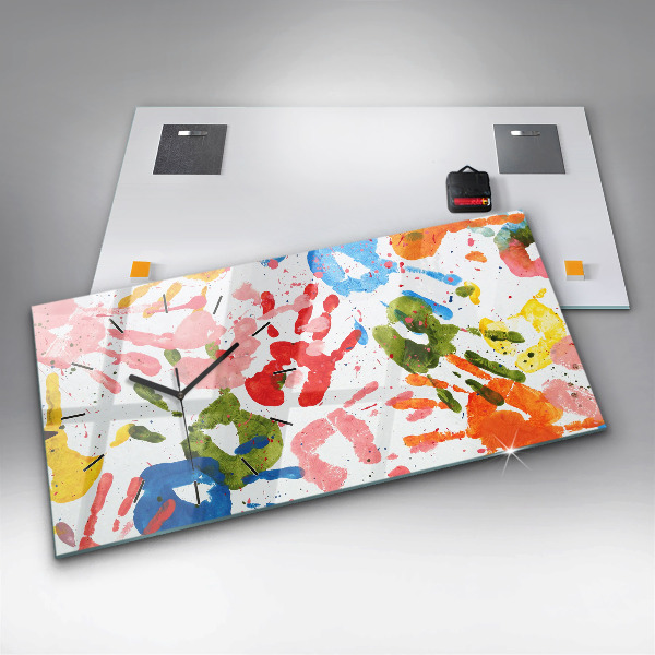 Vízszintes üvegóra Gyermek kézlenyomatok