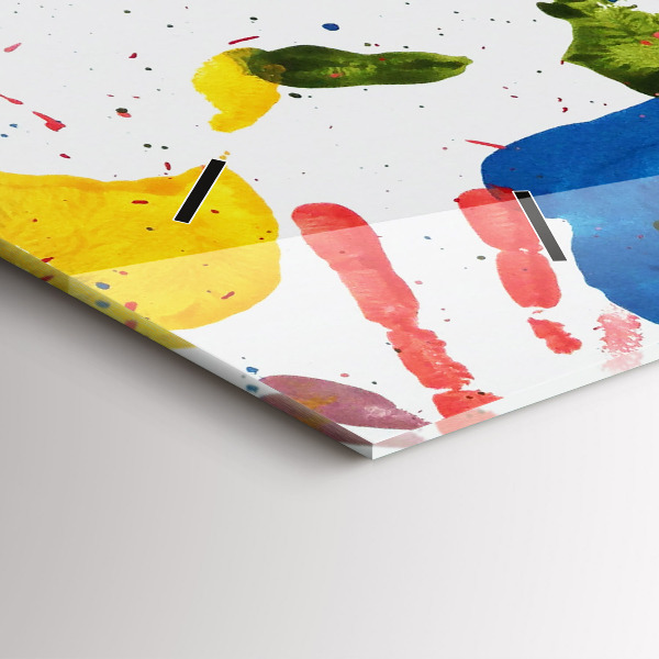 Vízszintes üvegóra Gyermek kézlenyomatok