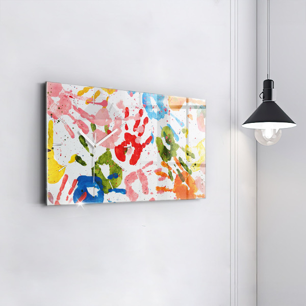 Vízszintes üvegóra Gyermek kézlenyomatok