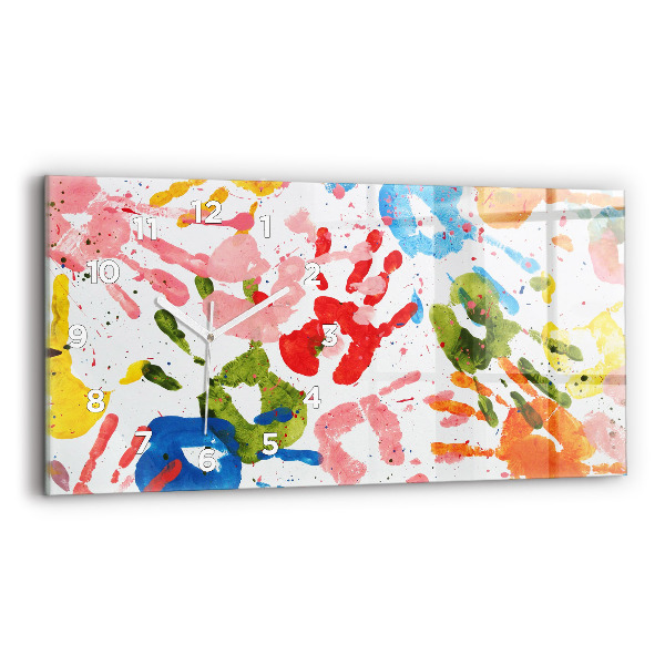 Vízszintes üvegóra Gyermek kézlenyomatok