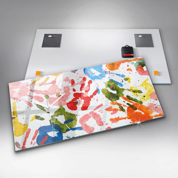 Vízszintes üvegóra Gyermek kézlenyomatok