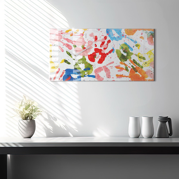 Vízszintes üvegóra Gyermek kézlenyomatok