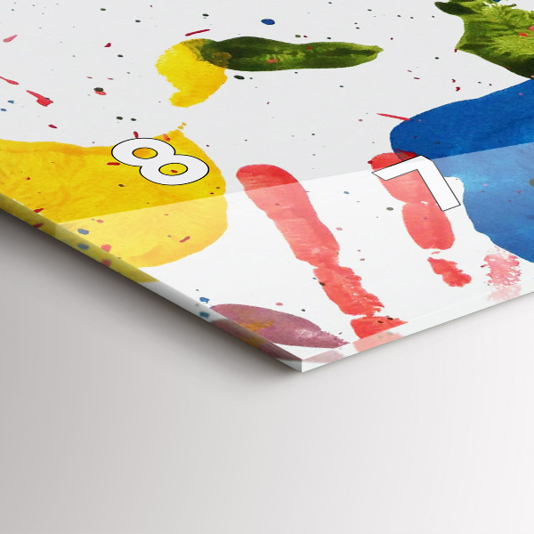 Vízszintes üvegóra Gyermek kézlenyomatok