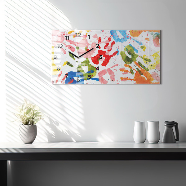 Vízszintes üvegóra Gyermek kézlenyomatok