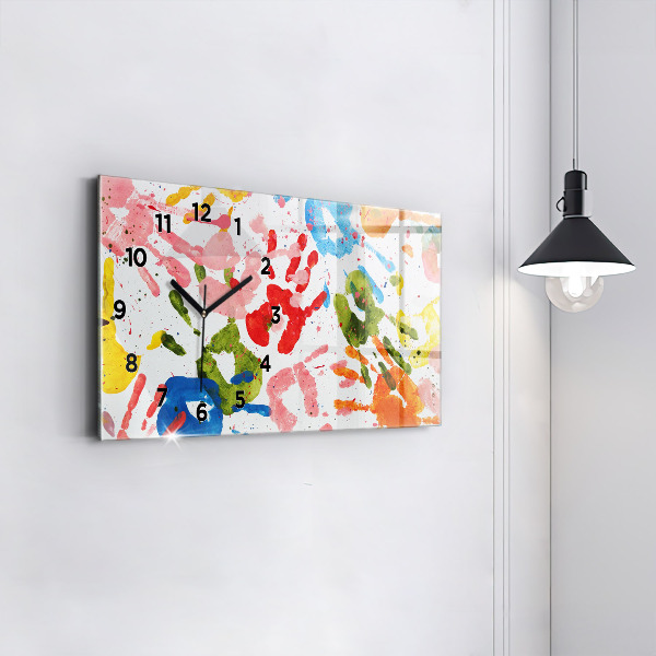 Vízszintes üvegóra Gyermek kézlenyomatok