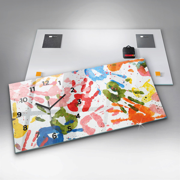 Vízszintes üvegóra Gyermek kézlenyomatok