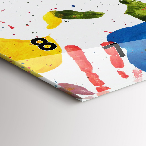 Vízszintes üvegóra Gyermek kézlenyomatok